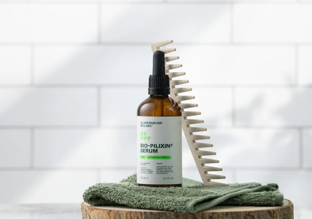 Bio-Pilixin Serum på en badeværelseshylde
